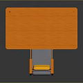 Kids Wooden Orange Study Desk With Comfortable Gray Chair For Learning