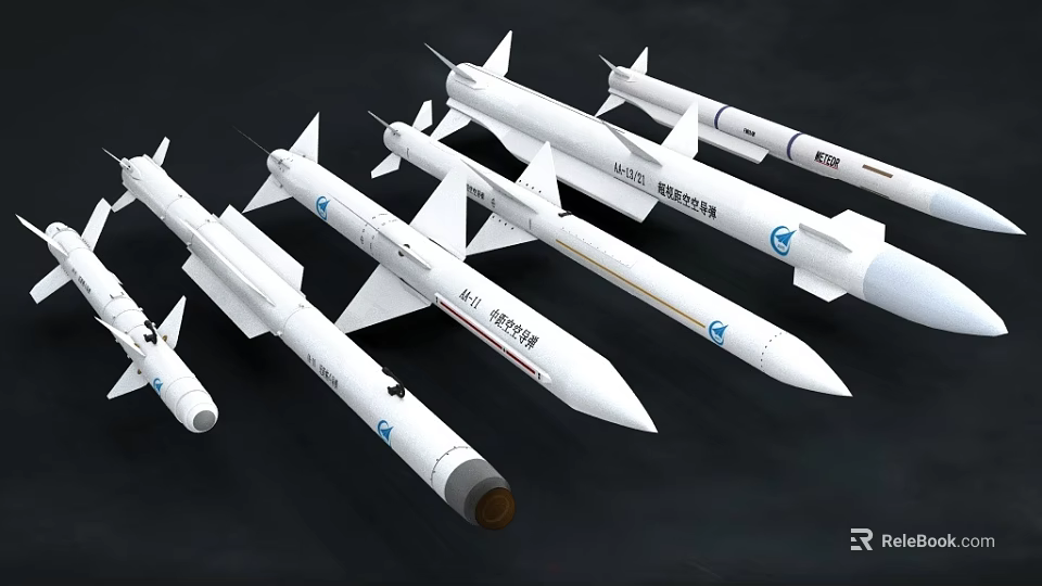 Military Missiles Various Models With Aerodynamic Design And Warhead Features 3d model 