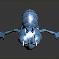 Cute Blue Cartoon Ant Character With Big Eyes Long Legs And Antennae