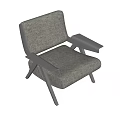 Modern Leisure Chair With Gray Fabric Upholstery Metal Frame Armrest Tray And Comfortable Design