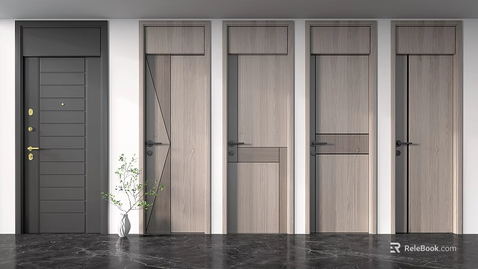 Modern Wooden Swing Doors Design With Different Styles And Interior Decor 3d model 