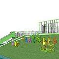 Green Spiral Playground Equipment with Slide Circular Platform and Happy Riders Design