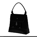Stylish Black Patent Leather Handbag With Top Handle Flap Closure And Metal Clasp
