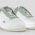 White And Gray Casual Sneakers With Lace Up Design And Brand Logo Details