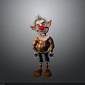 Cute Clown Character With White Hair Red Nose And Argyle Shirt