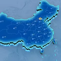 China Blue Map Science and Technology Map of China 3d model