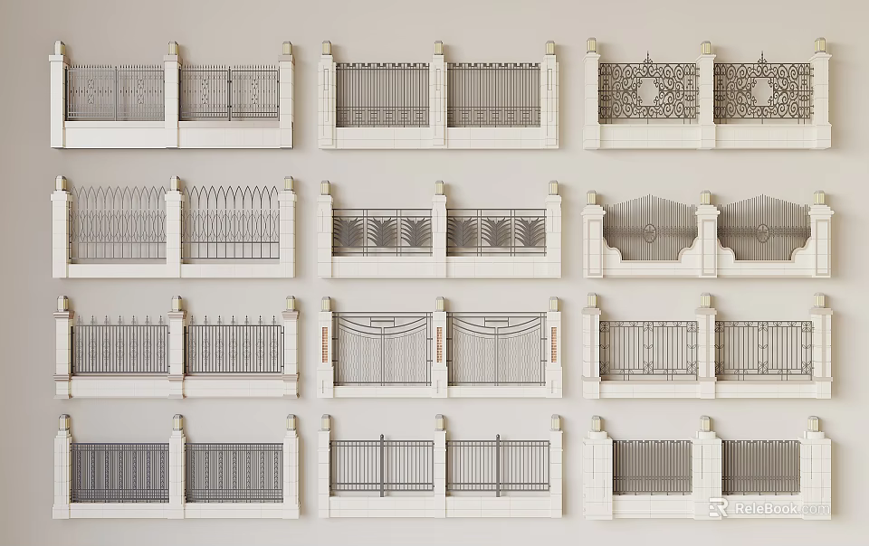 Various Fence Designs For Architectural Decoration 3d model