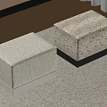 Two Square Textured Stools With Decorative Patterns On Carpet In Interior 3d model