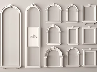 White Wall Mounted Decorative Frames And Arches For Interior Design 3d model