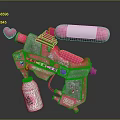 Vibrant Pink Toy Gun Featuring Heart Shaped Tip And Silver Spray Bottle