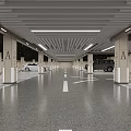 Modern Spacious Underground Parking Lot With Bright Ceiling Lights And Cars Parked On Marked Spaces