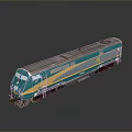 Teal Model Train With Yellow And Silver Stripes And Detailed Design