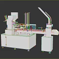 Industrial Manufacturing Production Line With Conveyor System Robotic Arm And Transparent Components