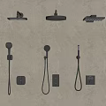 Modern Black Wall Mounted Shower Heads With Handheld And Overhead Fixtures