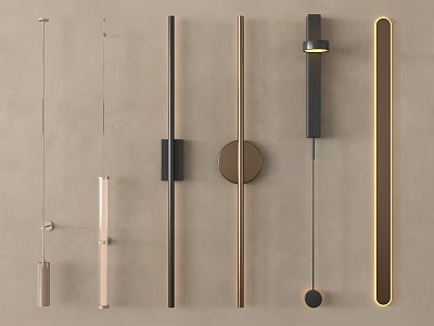 Sleek Modern Wall Lamps With Black Gold Metallic Strip Circular And Hanging Designs 3d model