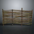 Handmade Rustic Wicker Fence With Natural Wooden Sticks And Woven Design