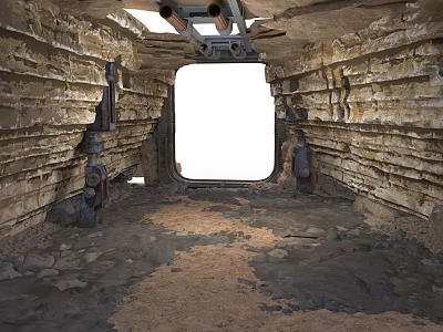 Abandoned Rusted Metal Structure With Dilapidated Walls Pitted Floor And Empty Window 3d model