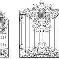 Ornate Wrought Iron Entrance Gate With Decorative Scrollwork And Classic Design