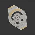 Space Station Component Featuring Circular Platform Extended Modules And Base Support