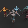 Stylized 3D Game Film Characters With Colorful Armor And Diverse Poses
