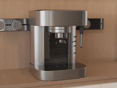 Stainless Steel Coffee Maker In Modern Kitchen With Wall Outlets 3d model