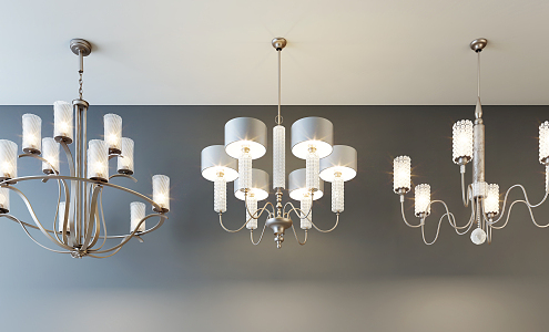 Simple European chandelier fashion simple metal chandelier combination 3d model