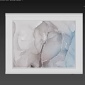 Abstract Ink Artwork With Gray Blue Fluid Textures And White Streaks