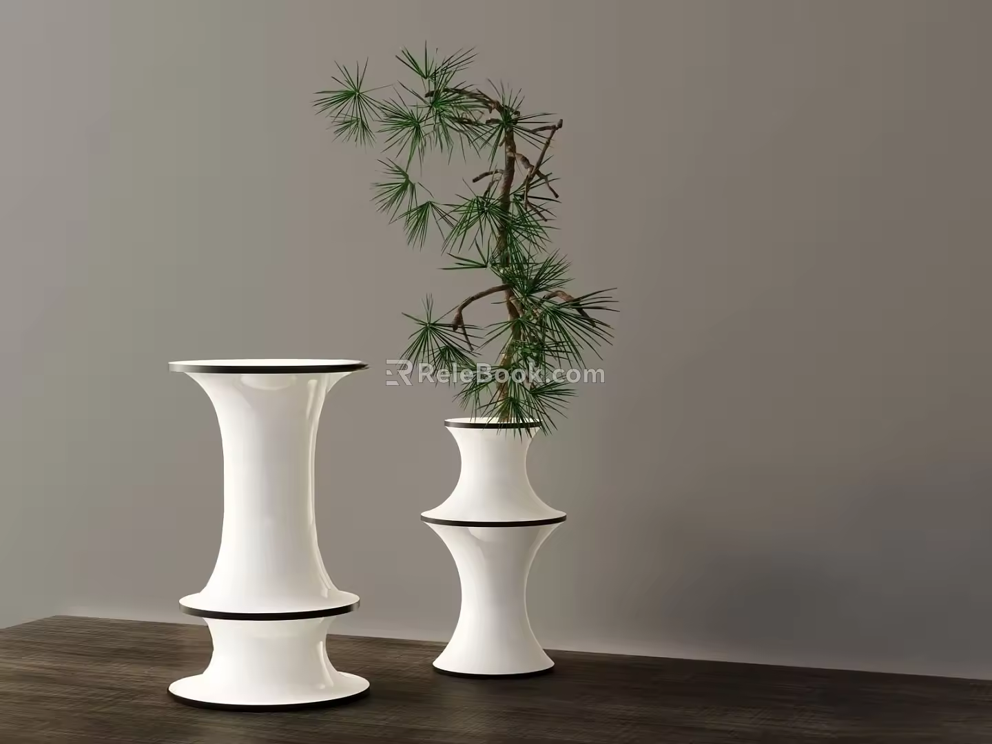 OPENOBJECT New Chinese Vase Flower Art Pine Branch Flower Art 3d model