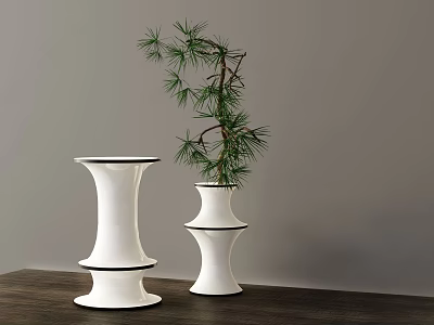 OPENOBJECT New Chinese Vase Flower Art Pine Branch Flower Art 3d model