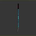 Blue Glowing Shovel With Brown Handle And White Head Design