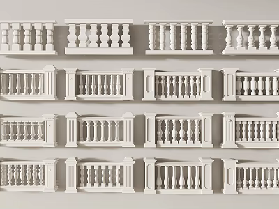 Variety Of White Fence Designs For Architecture 3d model
