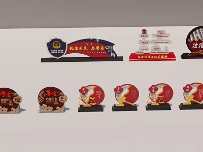 Garden Decorative Ornaments With Various Shapes And Colored Display Bases 3d model