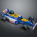 Vintage Formula 1 Race Car With Canon Renault Elf Ligier Logos Blue Yellow White