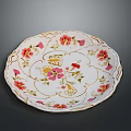 Home Living Essential Elegant Porcelain Plate With Floral Butterfly Patterns And Golden Rim