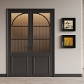 French retro double-door double-door glass door 3d model