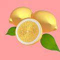 Fresh Juicy Lemons with Sliced Half and Green Leaves on Pink Background