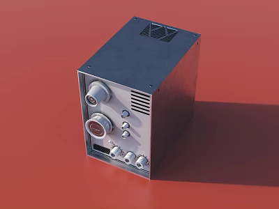 Industrial Equipment With Metal Casing Control Panel Knobs Buttons And Ventilation Holes 3d model