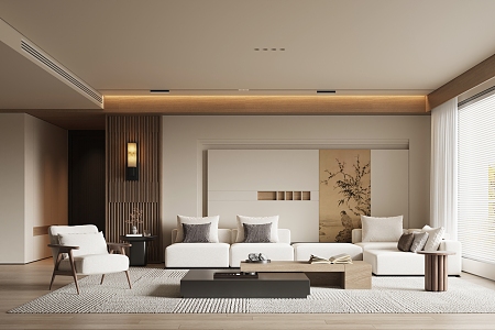 New Chinese Style Song Style Living Room 3d model