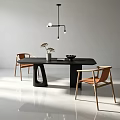 Modern Accent Chairs With Wooden Frame And Brown Upholstery In Minimalist Dining Space