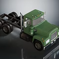 Green Truck Chassis With Multiple Wheels And Front Cab Design