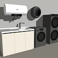 Modern Laundry Room With Washing Machine Dryer Sink Cabinet And Water Heater