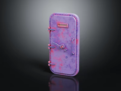Purple Speckled Pattern Safe Furniture Featuring Decorative Metal Lock And Handle Design 3d model