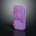 Purple Speckled Pattern Safe Furniture Featuring Decorative Metal Lock And Handle Design