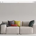 Modern double sofa multiplayer sofa 3d model