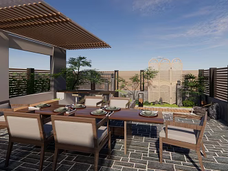 Modern courtyard landscape 3d model