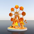 Orange Ferris Wheel Decoration With ICO Logo And Small Ornaments