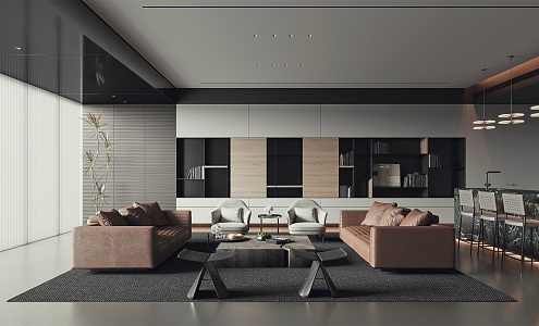 modern living room high gray living room 3d model