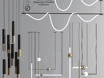 Supernova Pendant Collection Modern Design With Geometric Shapes And Metal Spheres 3d model