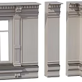 Stylish Casement Window With Classical Decorative Frame And Side Column Details 3d model