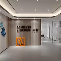 Modern Office Interior Design With Executive Desk Ergonomic Chair Decorative Art And Ambient Lighting